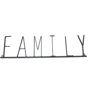Black Metal FAMILY Wall Decor Sign – Modern Minimalist Home Accent